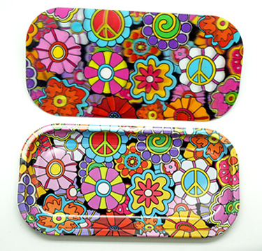Flowers/Peace Sign 3D Lenticular Rolling Tray with Magnetic Closure